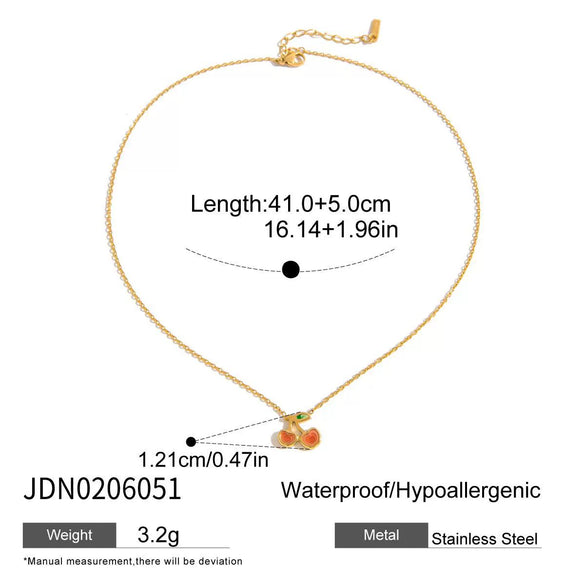Women's Stainless Steel Fruit Pattern Necklace And Earring Set With Electroplating