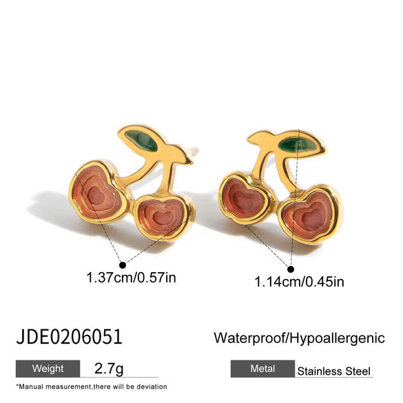 Women's Stainless Steel Fruit Pattern Necklace And Earring Set With Electroplating