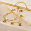 Women's Stainless Steel Fruit Shape Cherry Pendant Doublelayer Chain Anklet