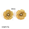 Women's Stainless Steel Geometric And Flower Style Earrings With Real Gold Plating