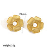 Women's Stainless Steel Geometric And Flower Style Earrings With Real Gold Plating