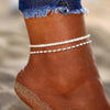 Women's Stainless Steel Geometric Anklet Set Sparkling Fashion Beach Foot Jewelry Versatile Silver Tone Ankle Chain Accessories