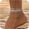 Women's Stainless Steel Geometric Anklet Set Sparkling Fashion Beach Foot Jewelry Versatile Silver Tone Ankle Chain Accessories