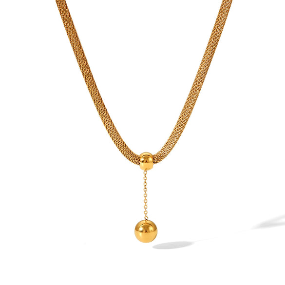 Women's Stainless Steel Geometric Ball Pendant Necklace With Electroplating Fashion Light Luxury Jewelry