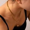 Women's Stainless Steel Geometric Ball Pendant Necklace With Electroplating Fashion Light Luxury Jewelry