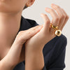 Women's Stainless Steel Geometric Ball Pendant Ring Jewelry Electroplated