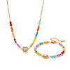 Women's Stainless Steel Geometric Bamboo Pattern Necklaces And Bracelets With Zircon And Imitation Shell Accents Vacuum Plated Finish