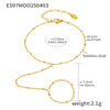 Women's Stainless Steel Geometric Beaded Finger Chain And Bracelet 18K Gold Plated Jewelry