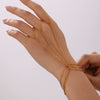Women's Stainless Steel Geometric Beaded Finger Chain And Bracelet 18K Gold Plated Jewelry