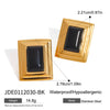 Women's Stainless Steel Geometric Black Agate Earrings With Original Design And Electroplating Treatment