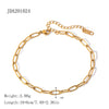 Women's Stainless Steel Geometric Blade Chain Snake Chain Millet Bead Chain Double Layer Anklet Jewelry