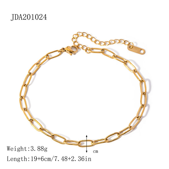 Women's Stainless Steel Geometric Blade Chain Snake Chain Millet Bead Chain Double Layer Anklet Jewelry