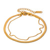 Women's Stainless Steel Geometric Blade Chain Snake Chain Millet Bead Chain Double Layer Anklet Jewelry