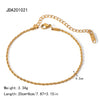 Women's Stainless Steel Geometric Blade Chain Snake Chain Millet Bead Chain Double Layer Anklet Jewelry