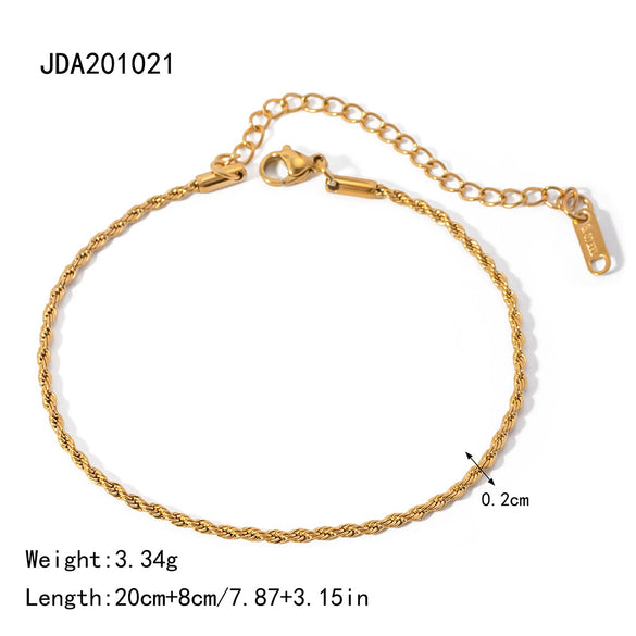 Women's Stainless Steel Geometric Blade Chain Snake Chain Millet Bead Chain Double Layer Anklet Jewelry