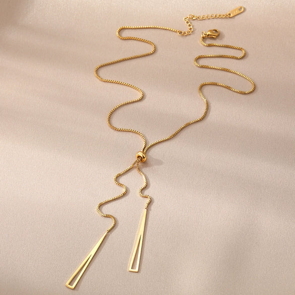 Women's Stainless Steel Geometric Box Chain Necklace With Electroplating Treatment Light Luxury And Exquisite Design