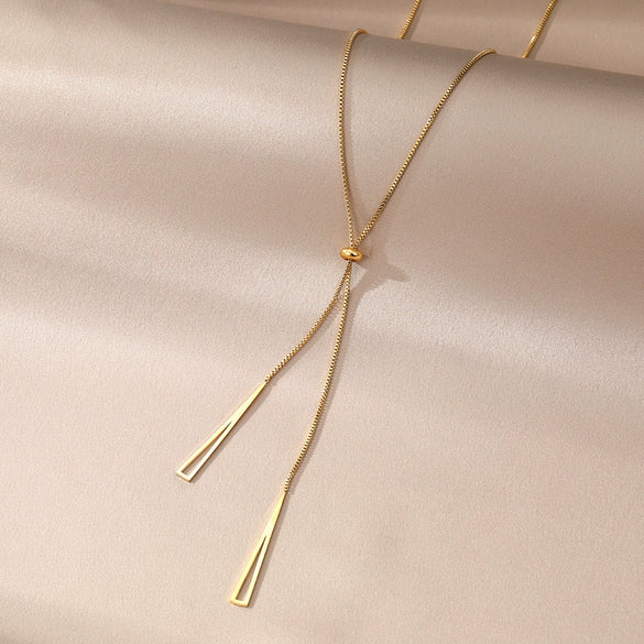 Women's Stainless Steel Geometric Box Chain Necklace With Electroplating Treatment Light Luxury And Exquisite Design
