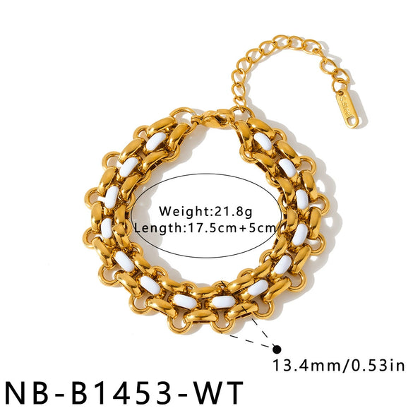 Women's Stainless Steel Geometric Bracelet With Dopamine Color Oil Drip Design And 18K Vacuum Plated Finish