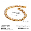 Women's Stainless Steel Geometric Bracelet With Electroplating And Zircon