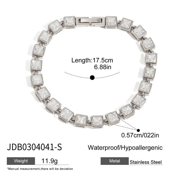 Women's Stainless Steel Geometric Bracelet With Electroplating And Zircon
