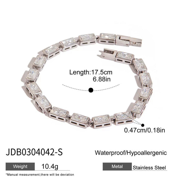 Women's Stainless Steel Geometric Bracelet With Electroplating And Zircon
