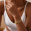 Women’s Stainless Steel Geometric Bracelet With Starfish Shell Pearl And Rhinestone Inlay 18K Vacuum Electroplated Fashion Accessory