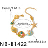 Women’s Stainless Steel Geometric Bracelet With Starfish Shell Pearl And Rhinestone Inlay 18K Vacuum Electroplated Fashion Accessory