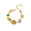 Women’s Stainless Steel Geometric Bracelet With Starfish Shell Pearl And Rhinestone Inlay 18K Vacuum Electroplated Fashion Accessory