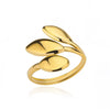Women's Stainless Steel Geometric Butterfly Open Leaf Snake Retro Popular Ring With Electroplating