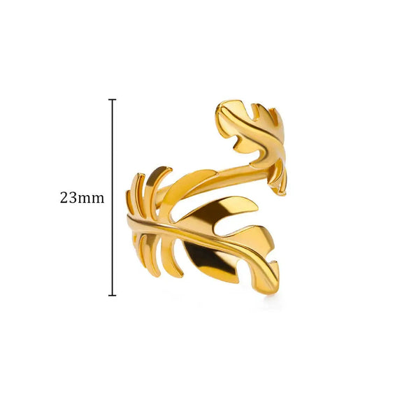 Women's Stainless Steel Geometric Butterfly Open Leaf Snake Retro Popular Ring With Electroplating