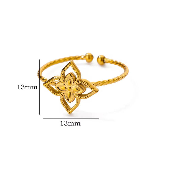 Women's Stainless Steel Geometric Butterfly Open Leaf Snake Retro Popular Ring With Electroplating
