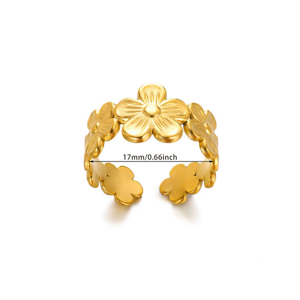 Women's Stainless Steel Geometric Butterfly Open Leaf Snake Retro Popular Ring With Electroplating
