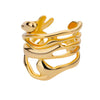 Women's Stainless Steel Geometric Butterfly Open Leaf Snake Retro Popular Ring With Electroplating