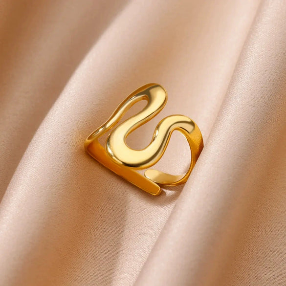 Women's Stainless Steel Geometric Butterfly Snakeshaped Opening Retro Popular Electroplated Ring