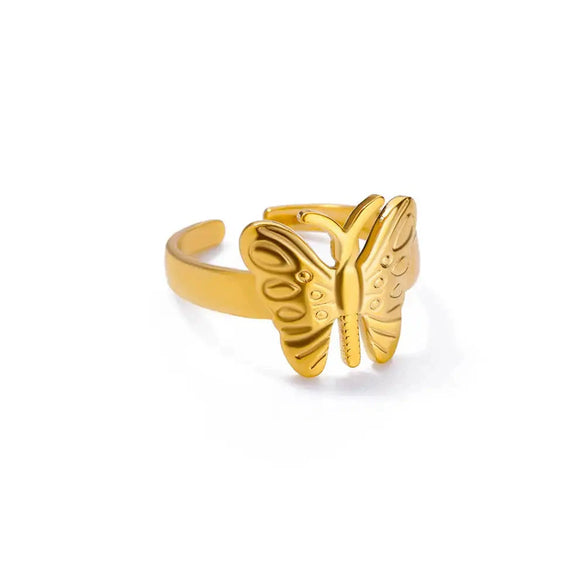 Women's Stainless Steel Geometric Butterfly Snakeshaped Opening Retro Popular Electroplated Ring