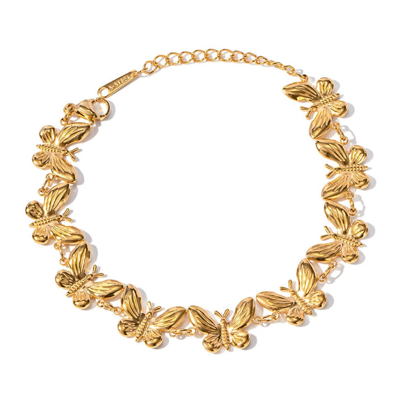 Women's Stainless Steel Geometric Butterfly Woven Chain Electroplated Bracelet Jewelry