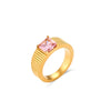Women's Stainless Steel Geometric Carved Diamond Ring Jewelry With Electroplating Side Stripes Style