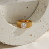 Women's Stainless Steel Geometric Carved Diamond Ring Jewelry With Electroplating Side Stripes Style