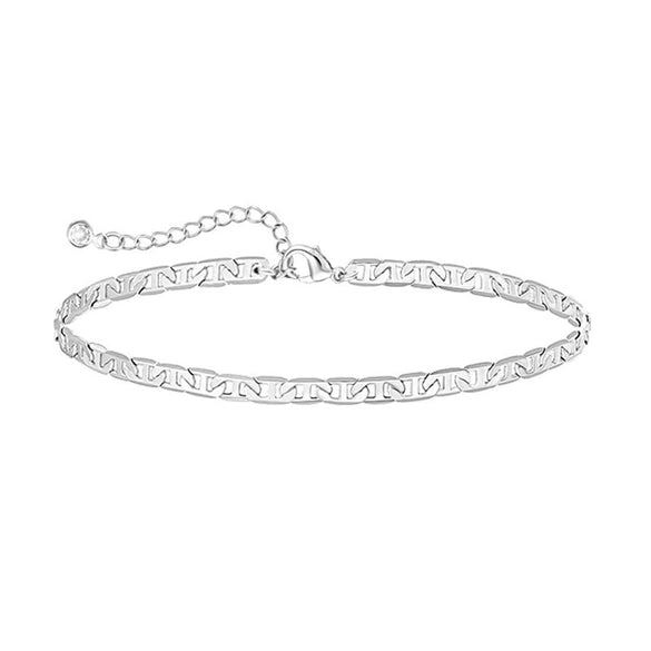 Women's Stainless Steel Geometric Chain Bracelet Set With Flat Snake Chain And Paperclip Chain Electroplated Simple Versatile Jewelry