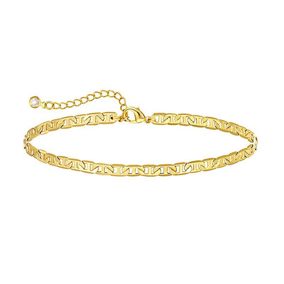 Women's Stainless Steel Geometric Chain Bracelet Set With Flat Snake Chain And Paperclip Chain Electroplated Simple Versatile Jewelry