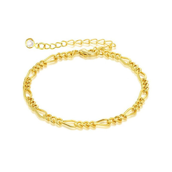 Women's Stainless Steel Geometric Chain Bracelet Set With Flat Snake Chain And Paperclip Chain Electroplated Simple Versatile Jewelry