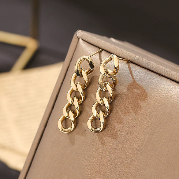 Women's Stainless Steel Geometric Chain Earrings With Electroplating