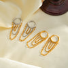 Women's Stainless Steel Geometric Chain Tassel Earrings With 18K Gold Vacuum Plating And Color Block Design