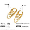 Women's Stainless Steel Geometric Chain Tassel Earrings With 18K Gold Vacuum Plating And Color Block Design