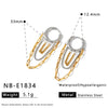 Women's Stainless Steel Geometric Chain Tassel Earrings With 18K Gold Vacuum Plating And Color Block Design