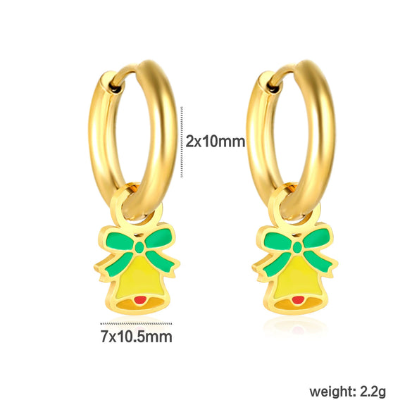 Women's Stainless Steel Geometric Christmas Earrings With Electroplated Festive Design Fashion Holiday Ear Accessories