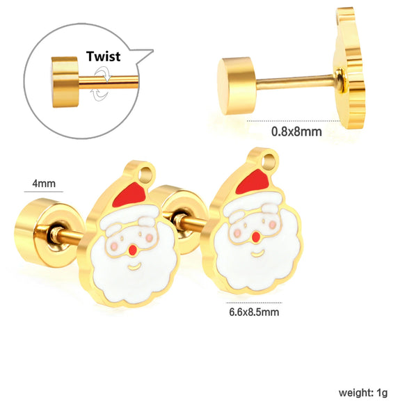 Women's Stainless Steel Geometric Christmas Earrings With Electroplated Festive Design Fashion Holiday Ear Accessories