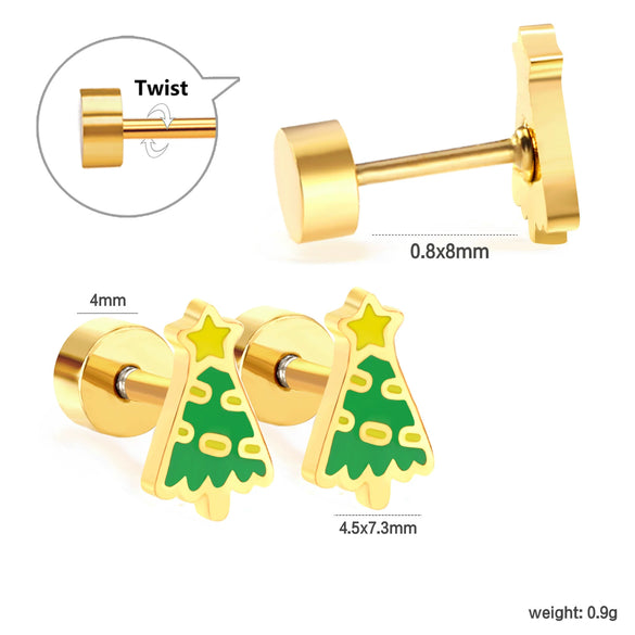 Women's Stainless Steel Geometric Christmas Earrings With Electroplated Festive Design Fashion Holiday Ear Accessories