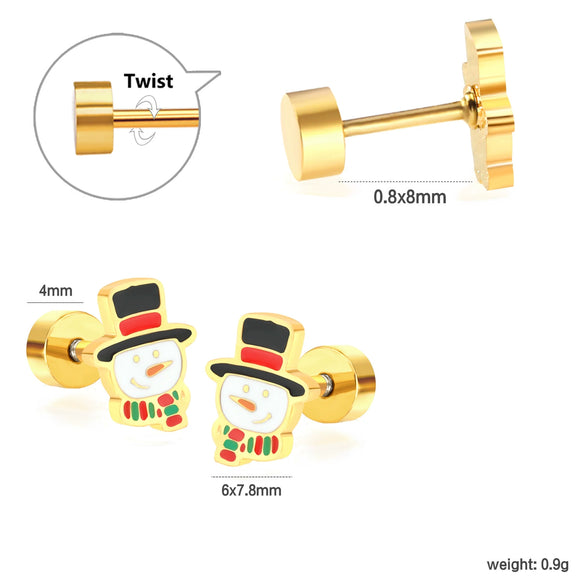 Women's Stainless Steel Geometric Christmas Earrings With Electroplated Festive Design Fashion Holiday Ear Accessories
