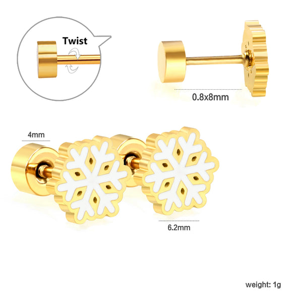 Women's Stainless Steel Geometric Christmas Earrings With Electroplated Festive Design Fashion Holiday Ear Accessories